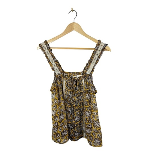 Anthropologie Women’s Bardot Sheer Crochet Sleeve Chiffon Blouse Size 6 - Picture 7 of 16